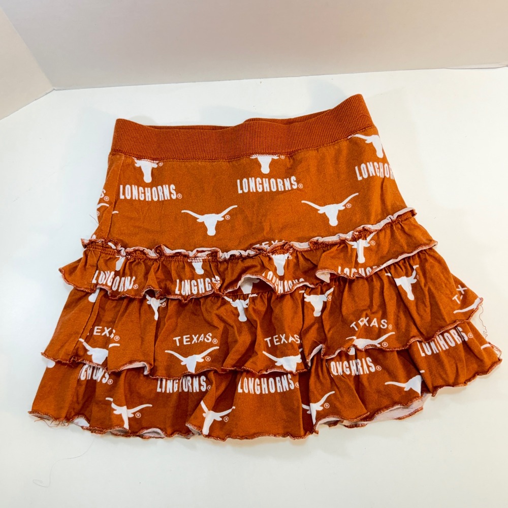 Texas Longhorns Sara Lynn Togs Ruffle Skirt Girls 6X Burnt Orange NCAA Tiered